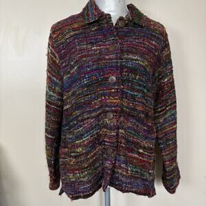 The Territory Ahead 100% Silk Rainbow Boucle Jacket Womens Sz M Art to Wear